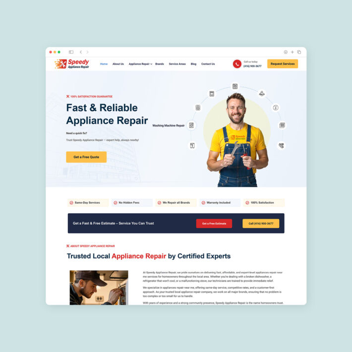 Speedy Appliance web design
