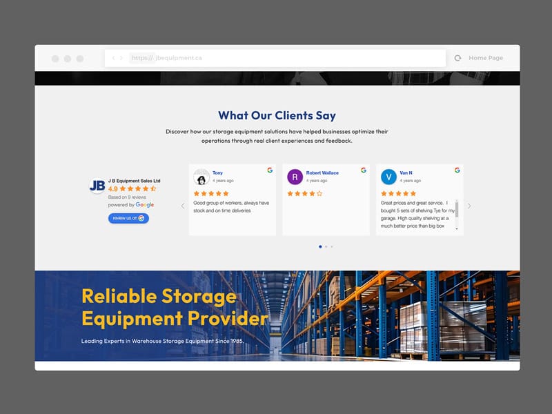 JB Equipment Website Redesign