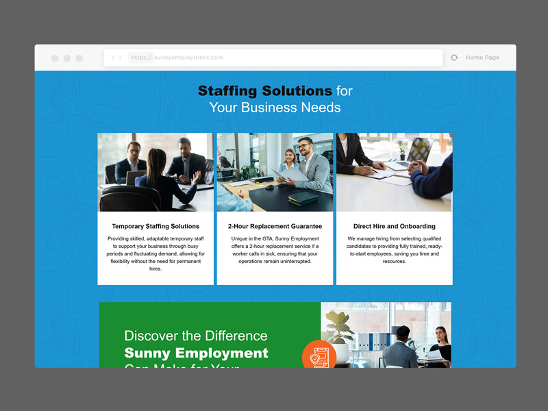 sunny employment website design