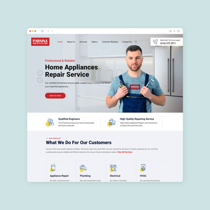 home plumbing web design