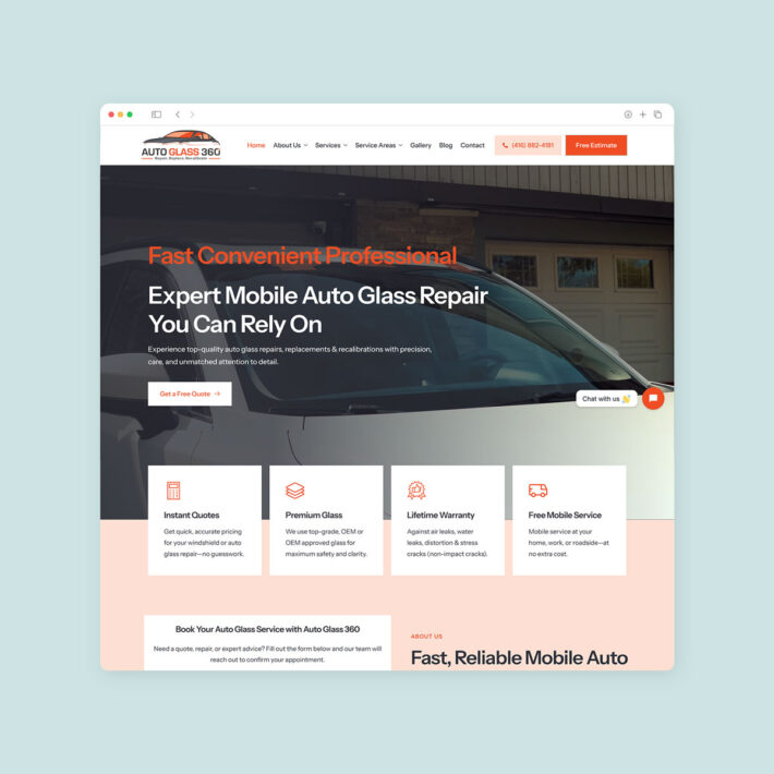 auto glass repair seo website design