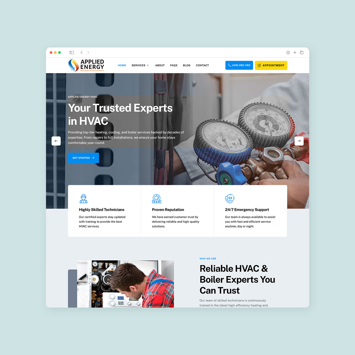 boiler hvac website design