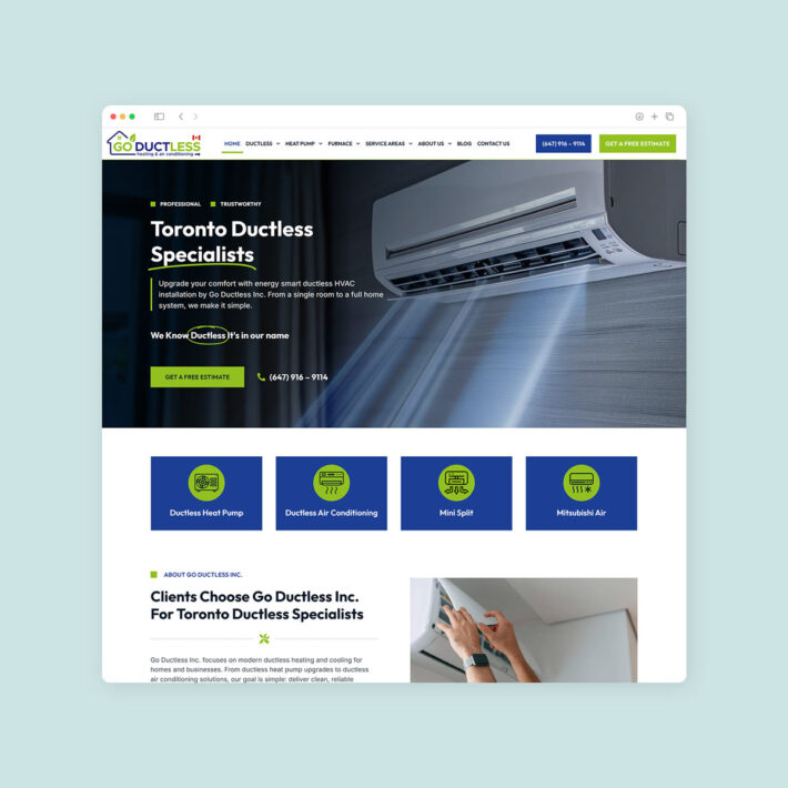 ductless hvac seo website design