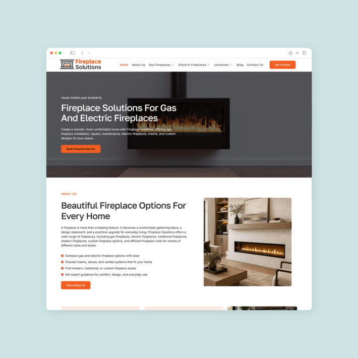 fireplace solution website design