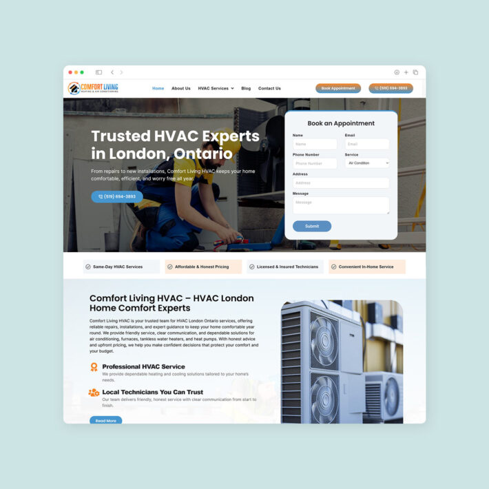 hvac contractor web design