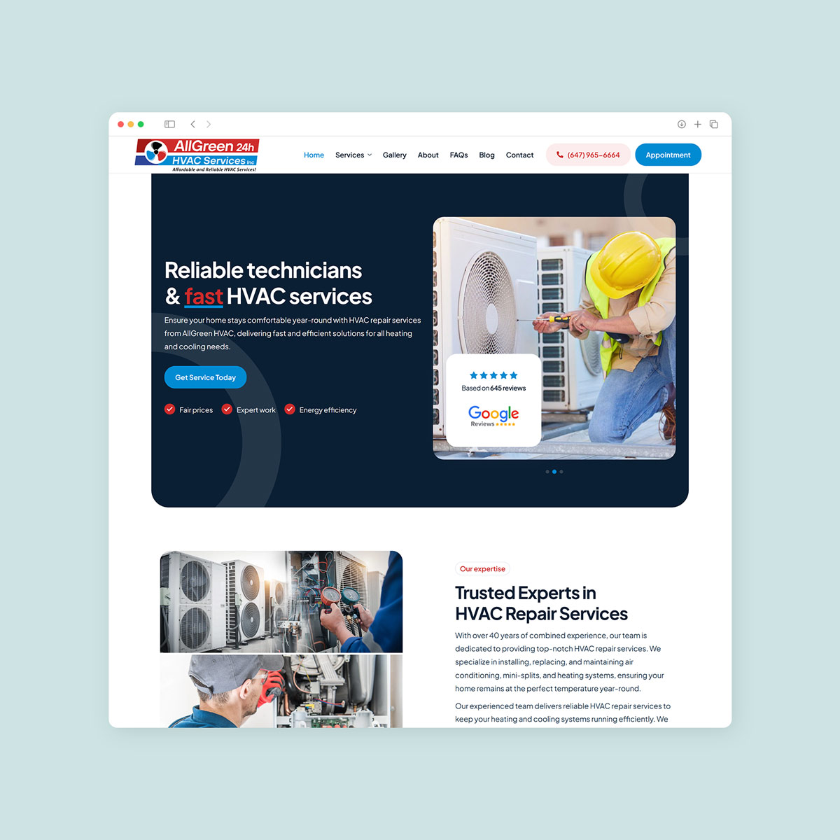 hvac experts website design