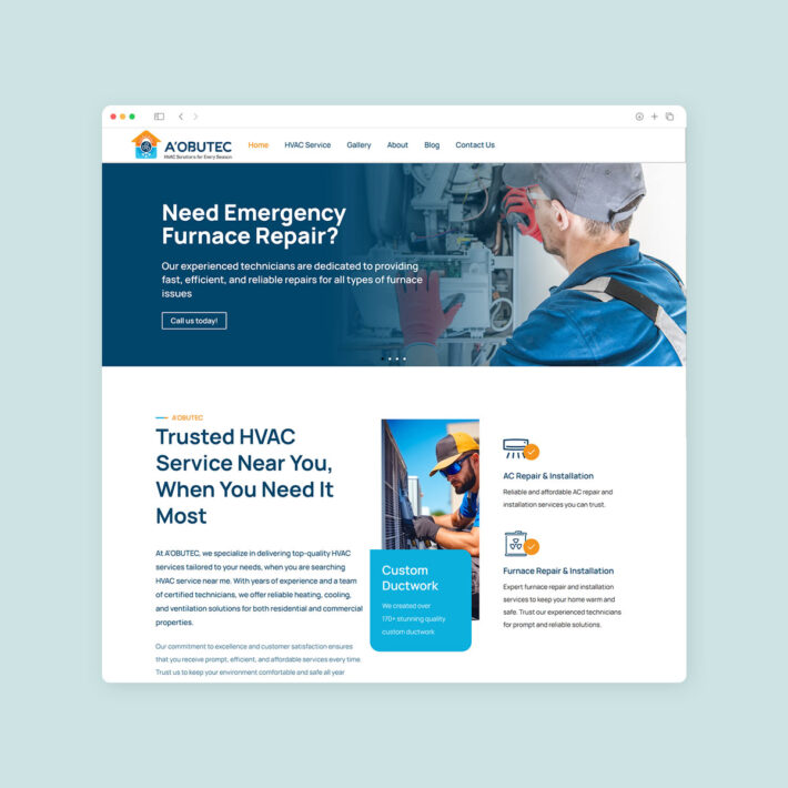 hvac services website design