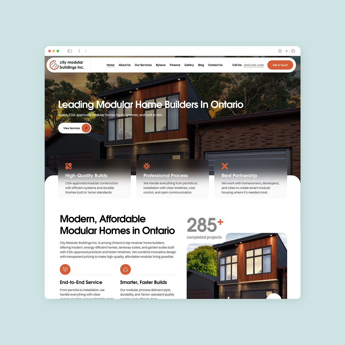 modular homes website design