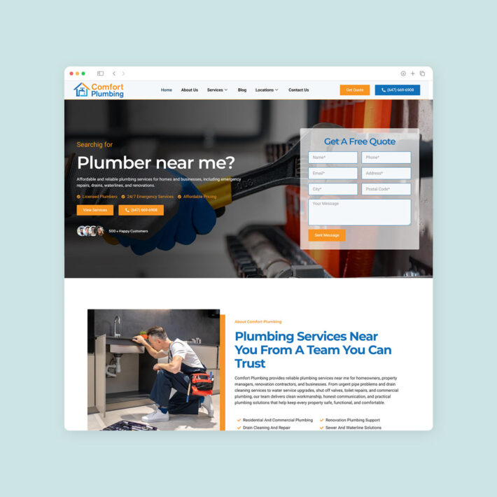 plumbing services website design