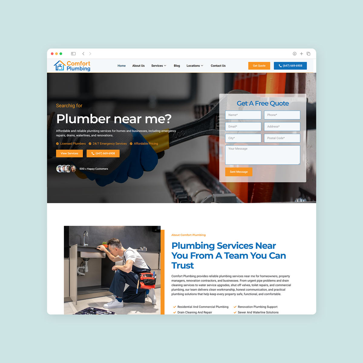plumbing services website design