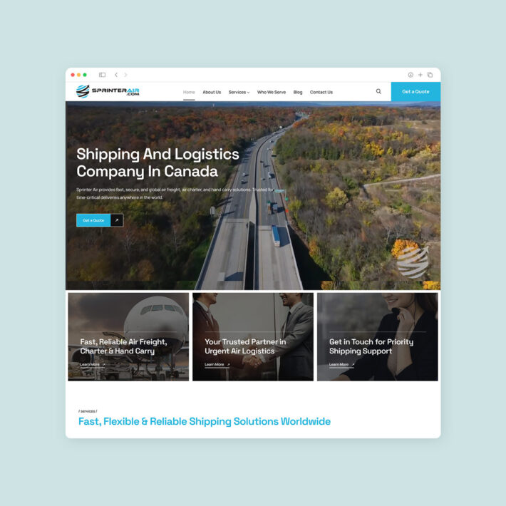 shipping solutions website design