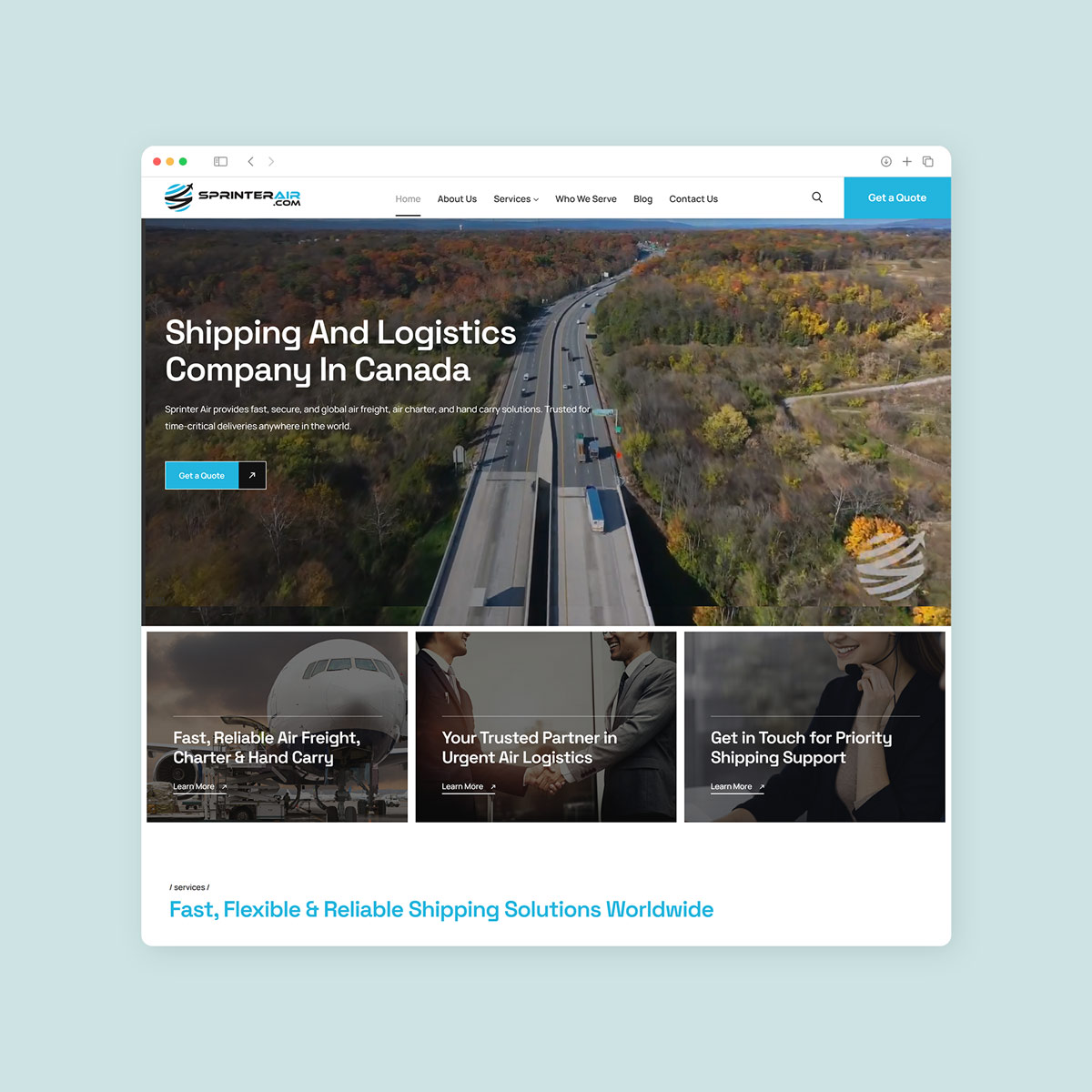 shipping solutions website design