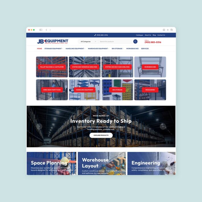 warehouse equipment website design