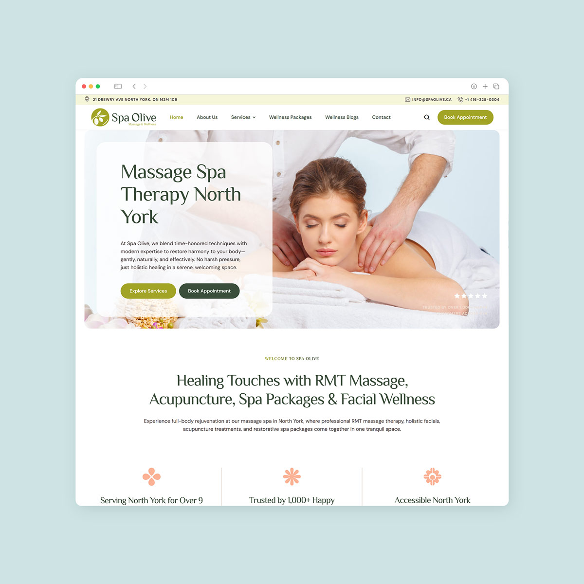 wellness spa website design